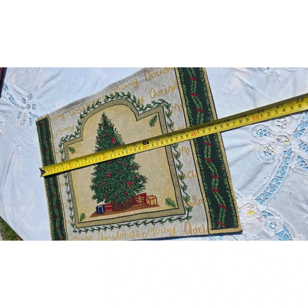 Christmas Table Runner and Placemat Set,‎ Holiday Tree Design, Festive Decor